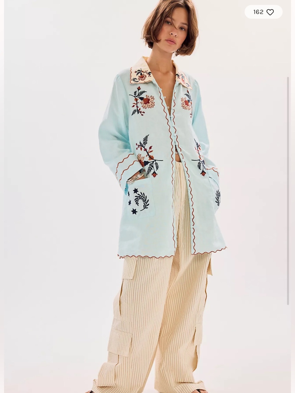 Free People Bohemian Traders Embroidered Scallop Edge Mini Dress Jacket 2